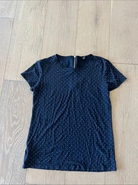 Navy blue Short-Sleeve small polka dotTee